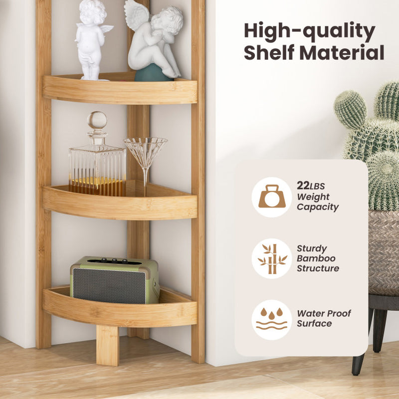 4 Tier Bamboo Corner Shelf Corner Freestanding Storage Organizer Shelving Unit for Bathroom