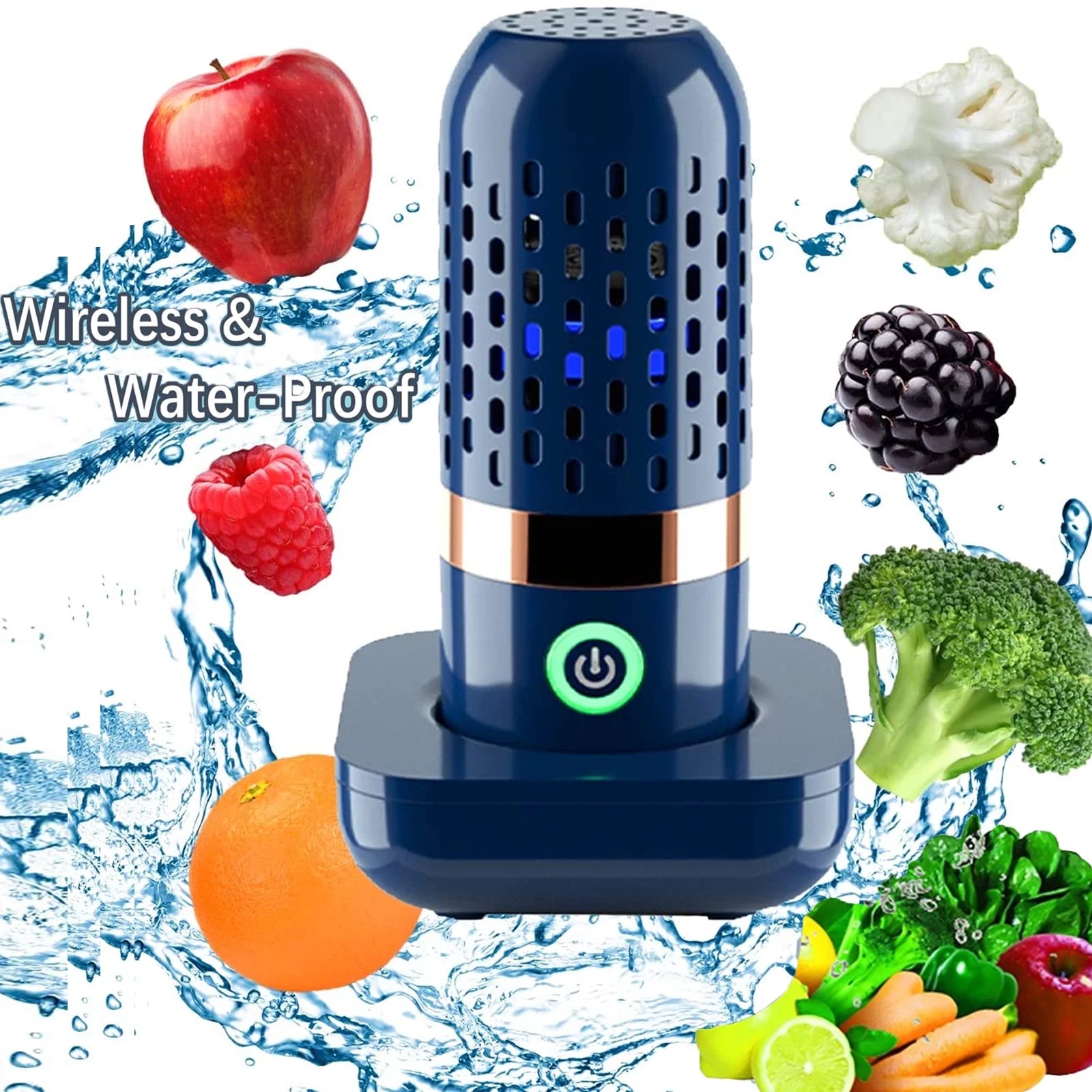 Fruit and Vegetable Cleaner Machine IPX7 Waterproof Fruit Vegetables Washing Cleaner USB Wireless Fruit Vegetable Washer Food Purifier for Seafood Rice Meat Food Cleaner